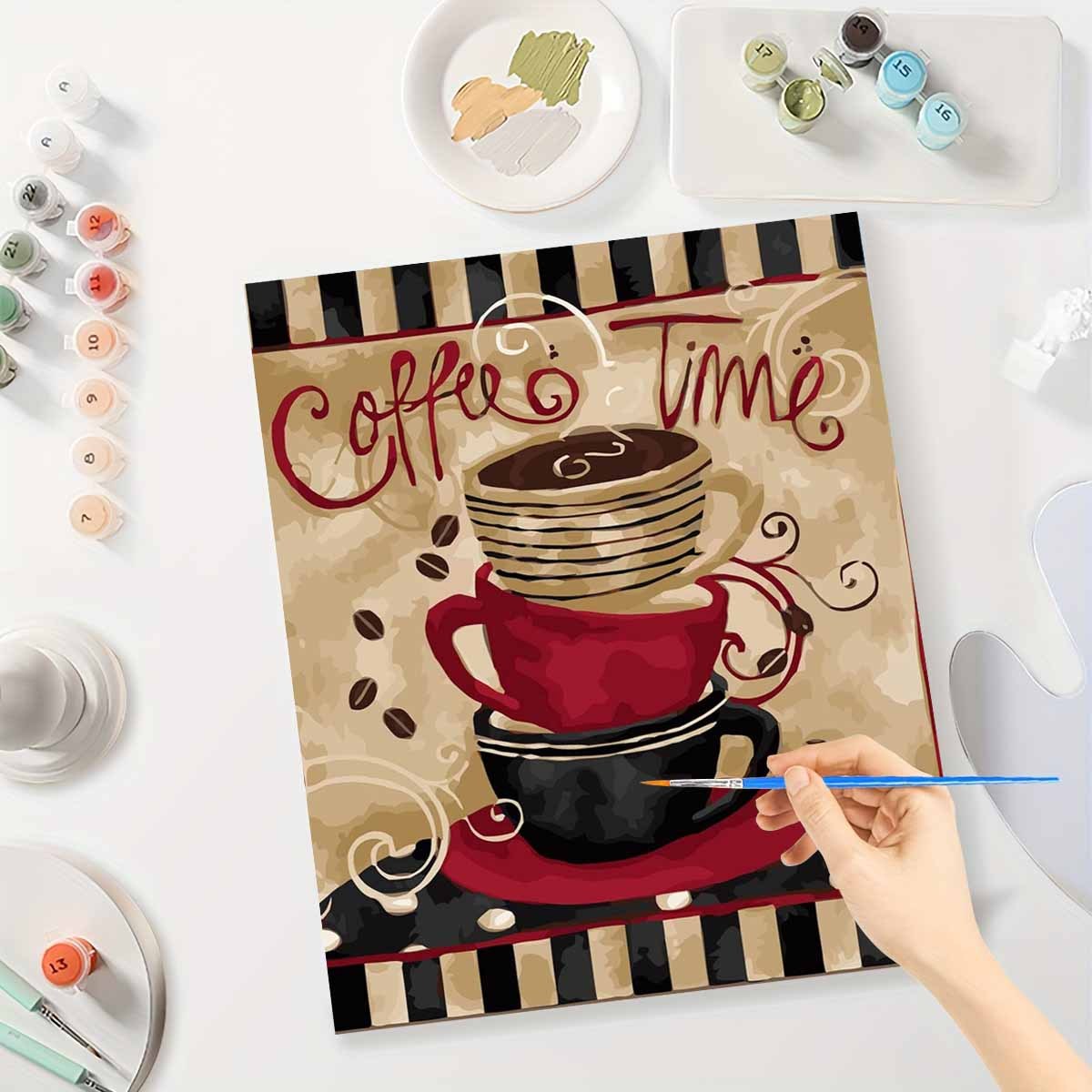 Tv Art And Craft - Malen-nach-Zahlen-Set für Erwachsene Anfänger 40x50CM Kaffeetasse