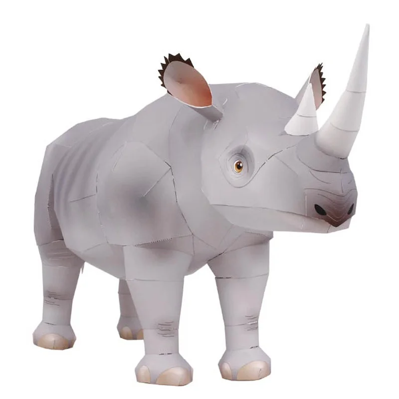 Art Craft Center - Nashorn, hakenförmig, handgefertigt, Origami-Kunst, faltbar, Mini-3D-Papiermodell,