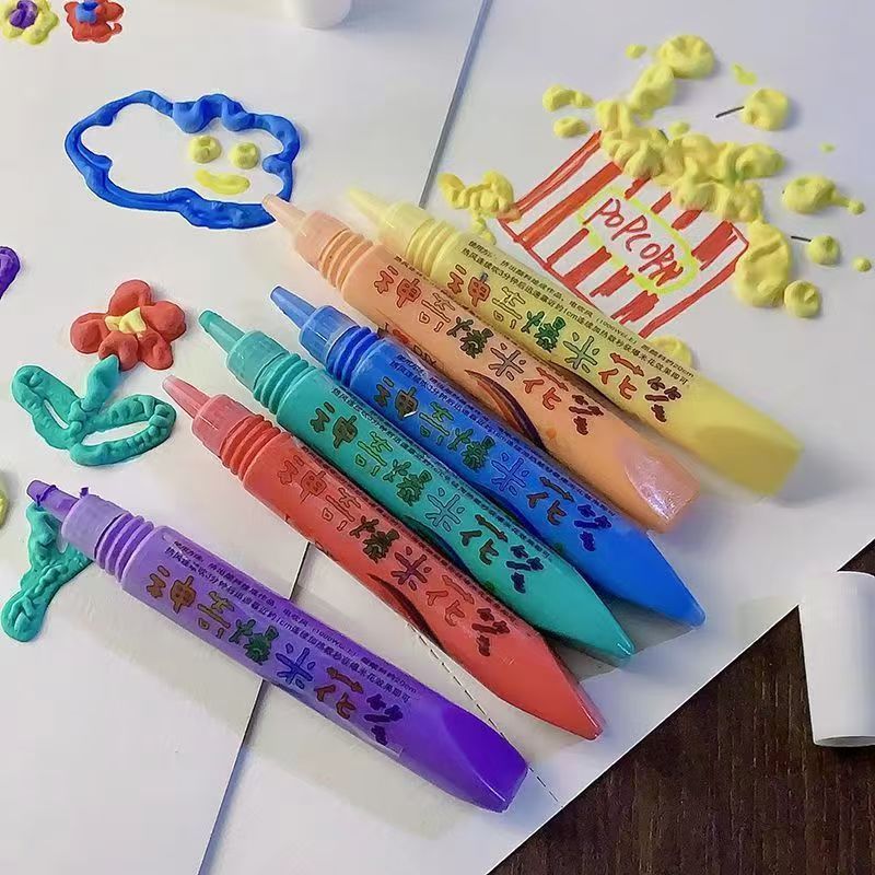 Art Craft Doodle - 6 Stück Popcorn 3D-Bubble-Malstifte, Wärmeausdehnungs-Schaumstoff-Marker für