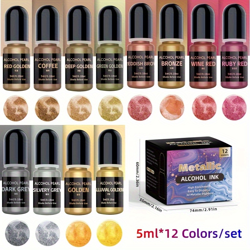 Alcohol Ink Set - 12Metallic Color3DRendering-Set (5 ml * 12