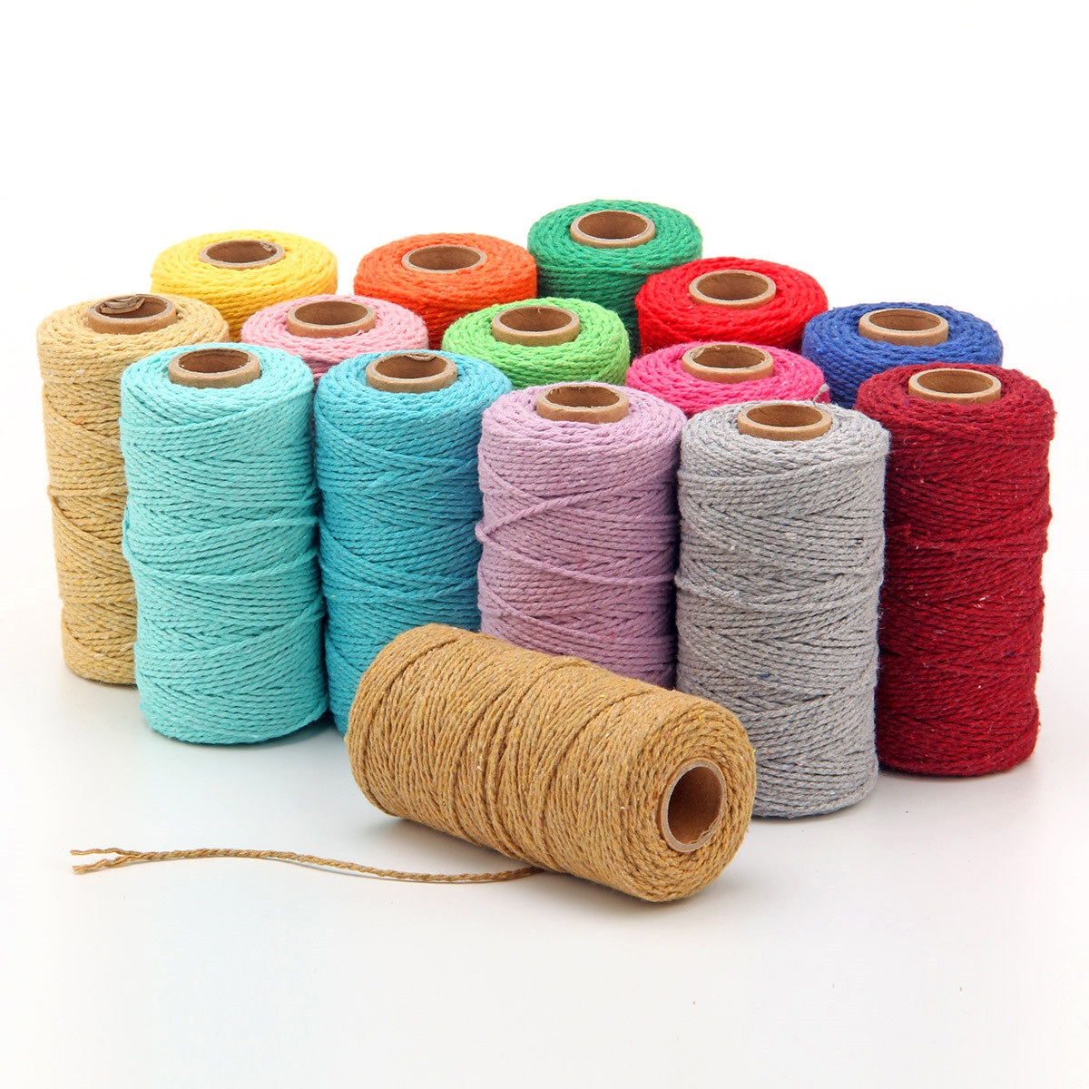 Macrame Cord Cotton - 2mm Seil Twisted-Cord 100m Baumwollseil Bunte