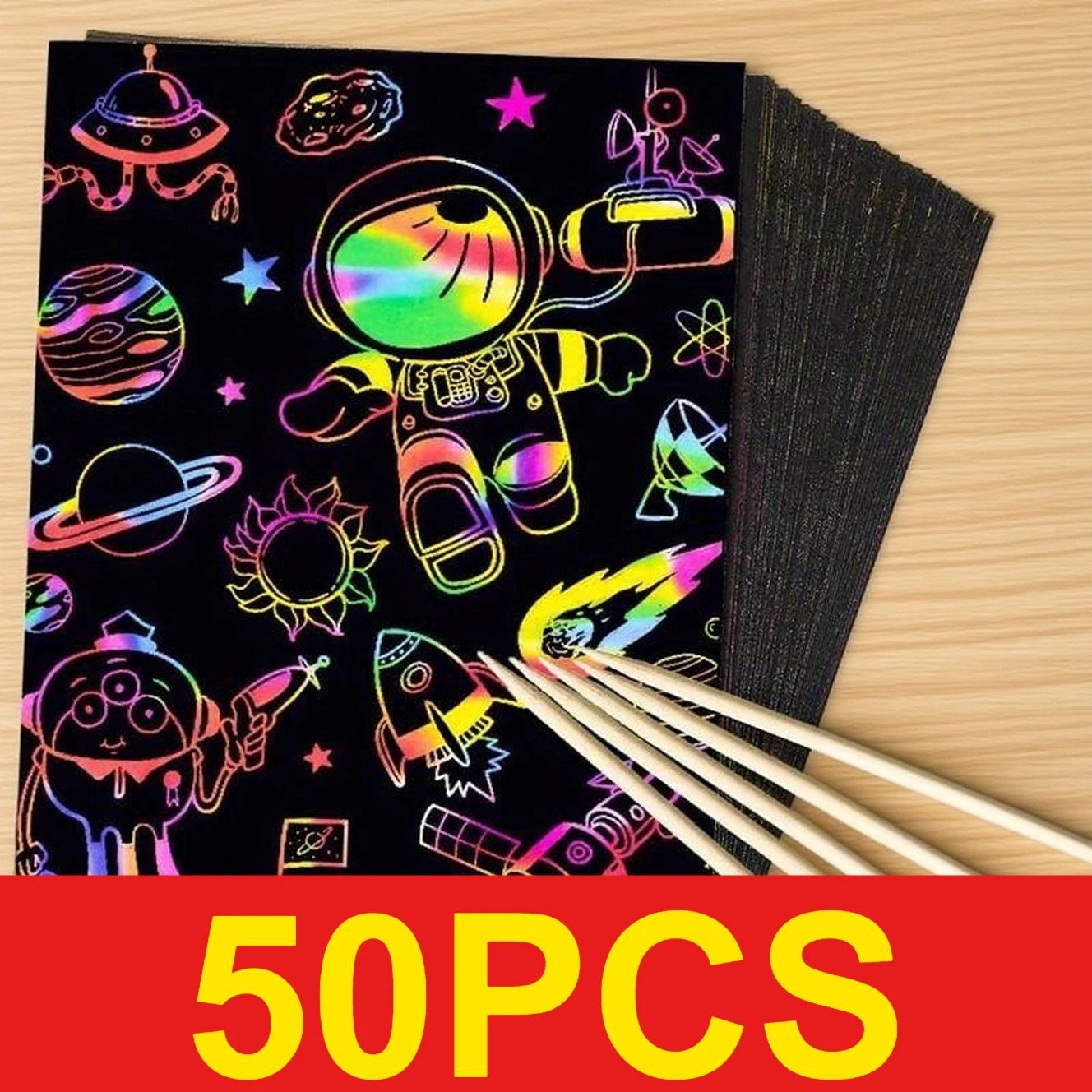 Art Craft Kits For Kids - 50 Stück Kratzpapier für Kinder, Regenbogen-Magie-Kratzpapierbögen,