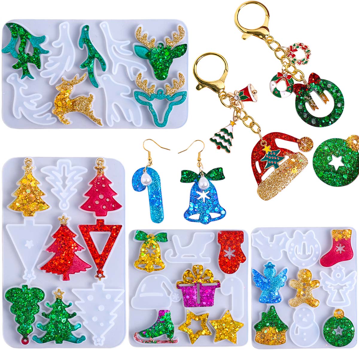 Art Craft Model - Weihnachten Ohrring Anhänger Silikonform DIY Weihnachtselemente