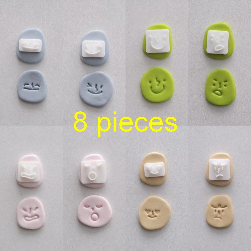 Polymer Clay Set - 8-teiliges Mini-Cartoon-Ausdrucksstempel-Set aus Polymer-Ton mit verschiedenen
