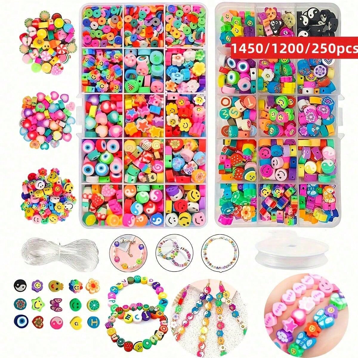 Polymer Clay Set - 1450/1200/250 Stück Polymer Clay Perlen Set,
