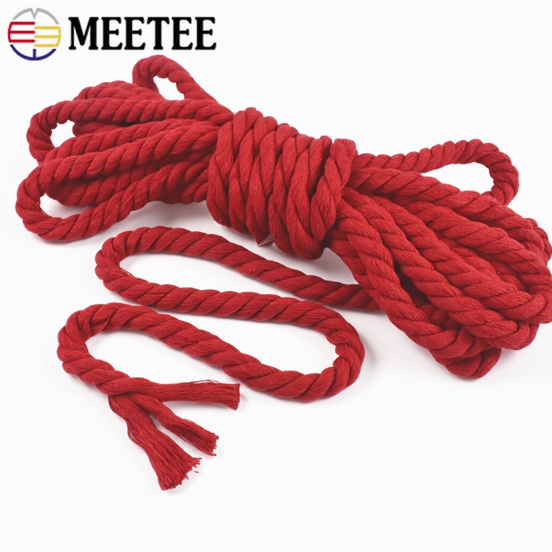 Macrame Cord Cotton - 4/5/10M Rotes Baumwollseil 3-Strang Gedrehtes Seil
