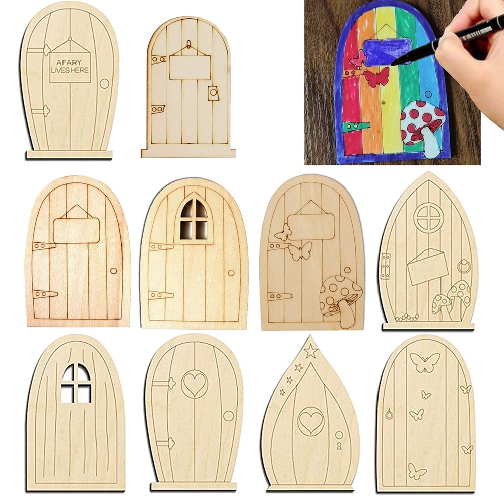 Art Craft Kits For Kids - 10 stücke hölzerne Fariy Tür Mini