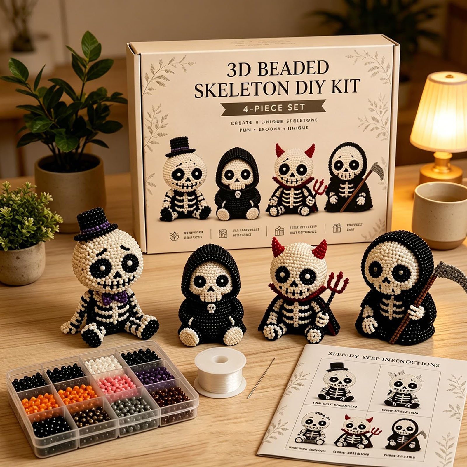 Art Craft Kits For Kids - 3D Perlen-Skelett DIY-Set Kreatives Gothic-Stil Bastelset