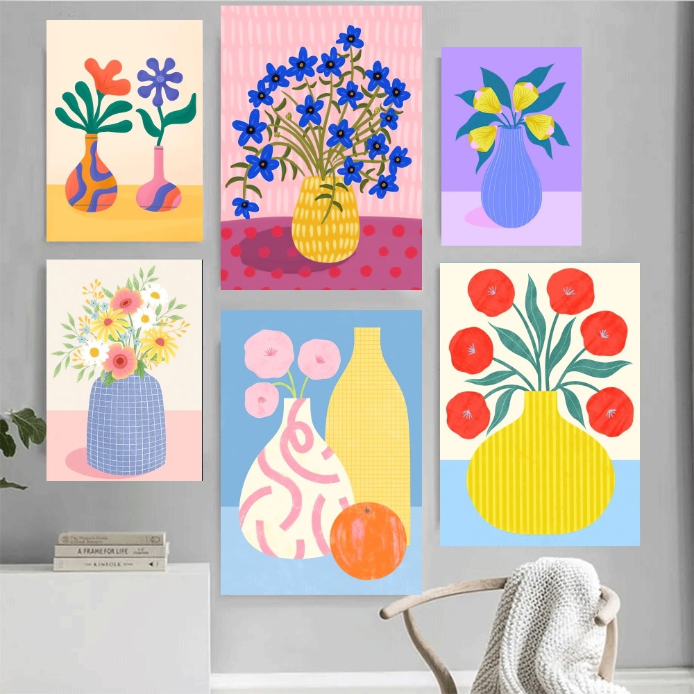 Art Craft Vase - Abstraktes Vasen-Kunstposter für Zuhause, Büro, Wand,