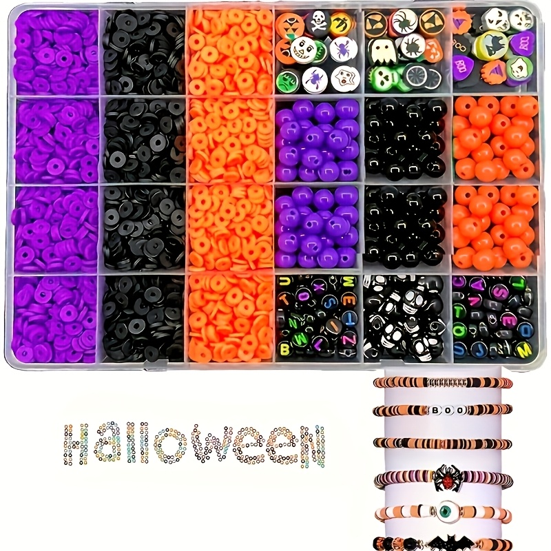 Polymer Clay Set - 2700 Stück, Halloween-farbige runde Perlen aus
