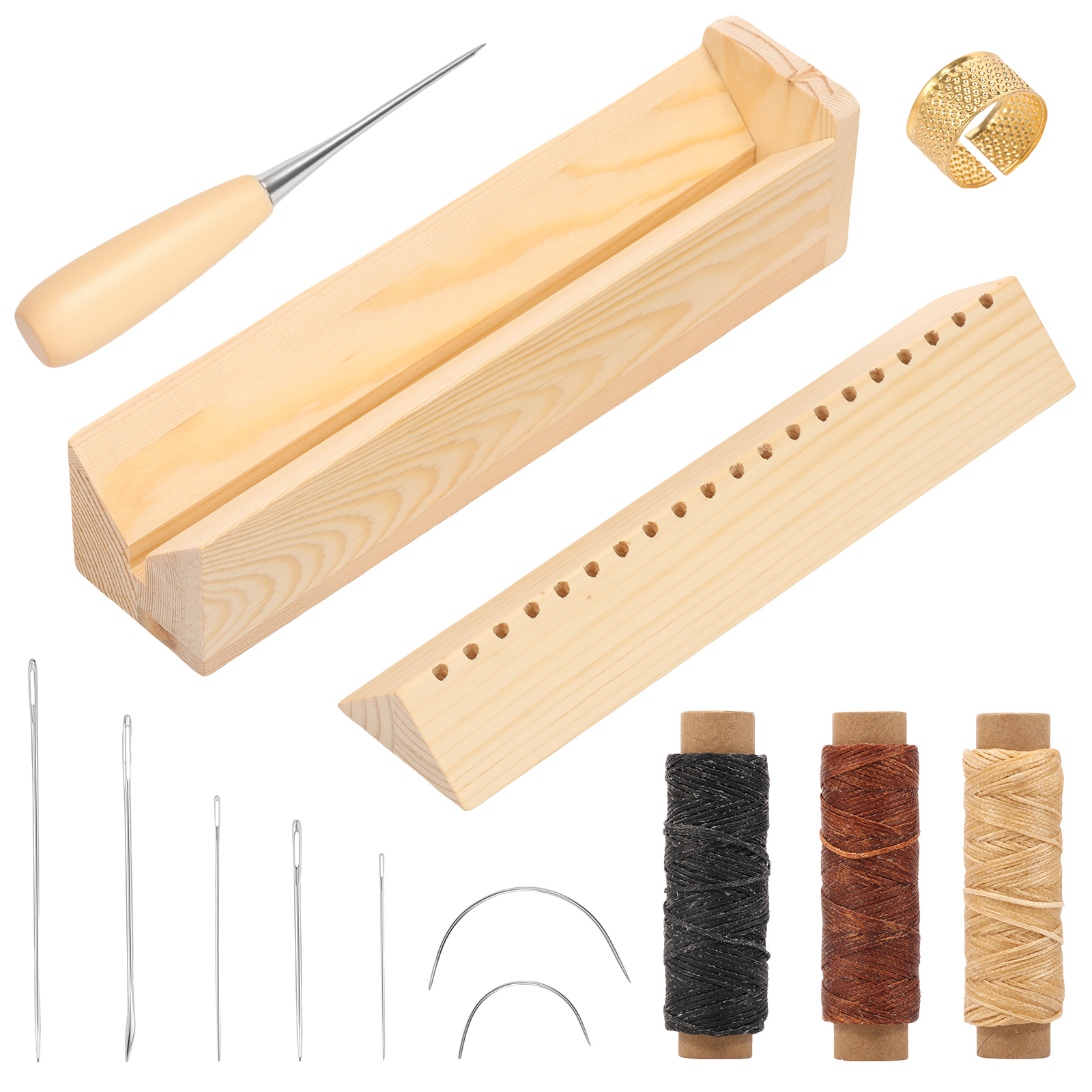 Bookbinding Supply Kit - Holz-Buchbindewerkzeug mit Stanzvorrichtung, Buchbindeset für Handarbeiten,
