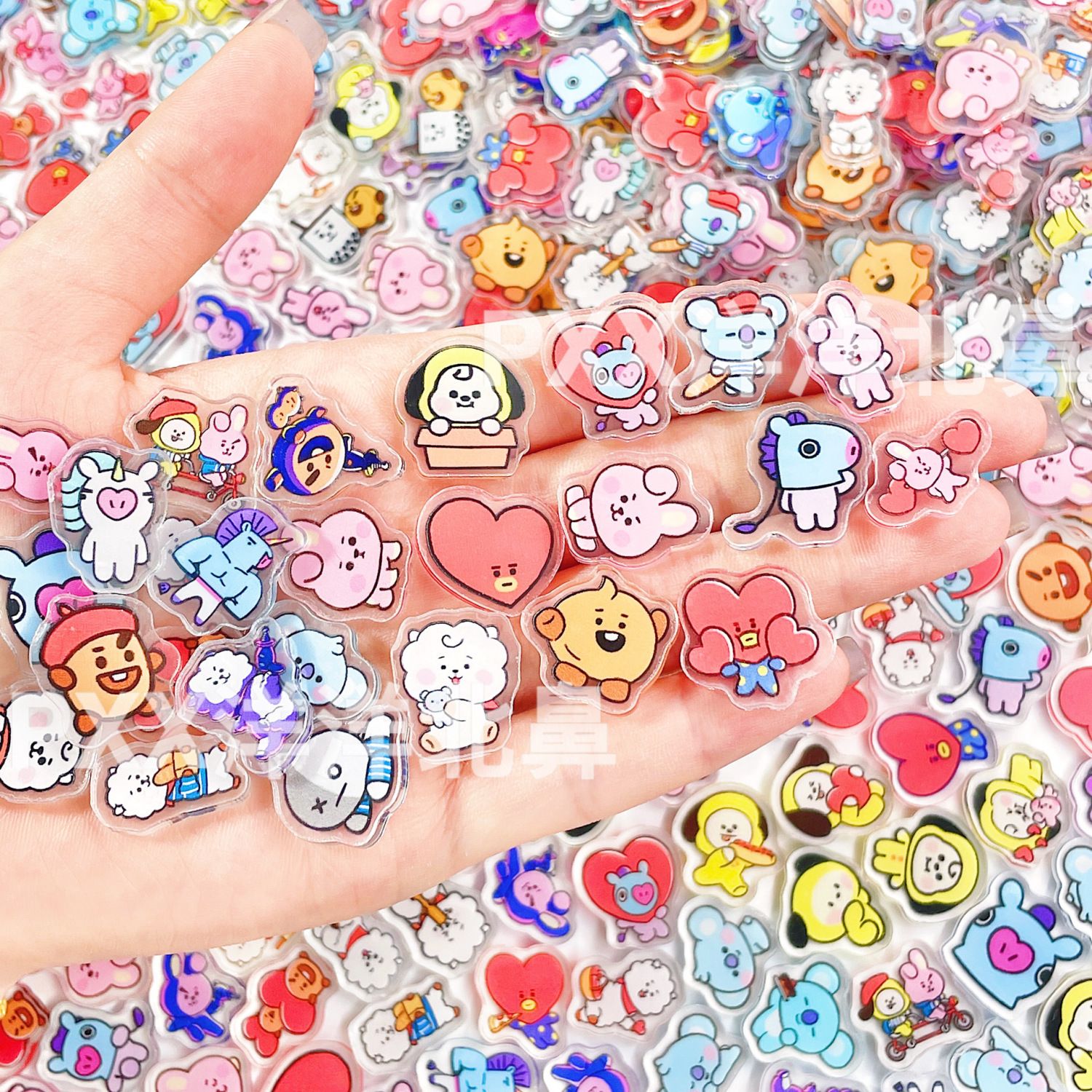 Art Craft Market - 100 Stück BT21 BTS Einlagige 1cm/2cm/4cm