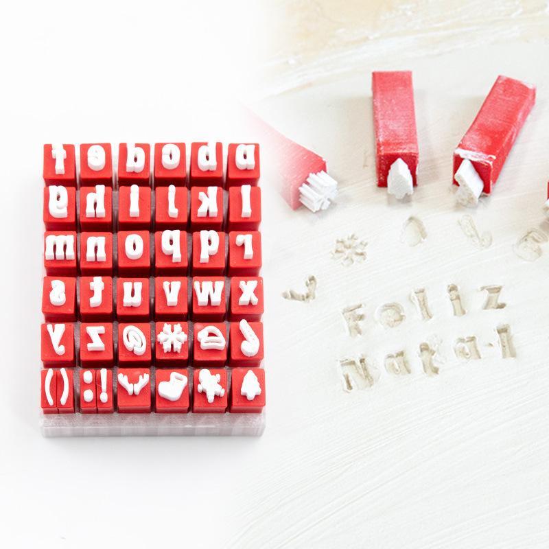 Polymer Clay Set - Weihnachtliches Alphabet-Stempelset aus Ton, Kleinbuchstaben-Form für