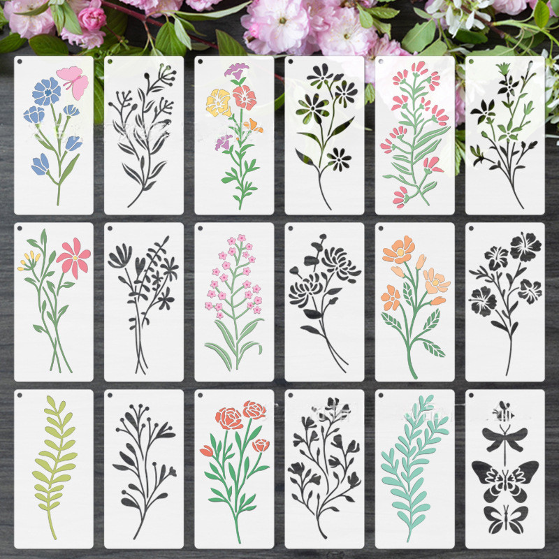 Art Craft Doodle - 18-teiliges Geometrisches Blumen-Malschablonen-Set für DIY-Kunst, Kritzeln,