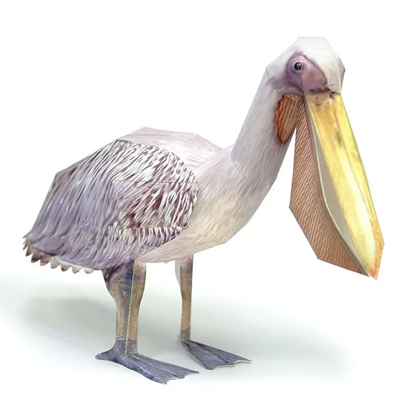 Art Craft Center - Toller weißer Pelikan-Vogel-Papiermodell, realistisches Tier, Mini-Origami-Kunst,