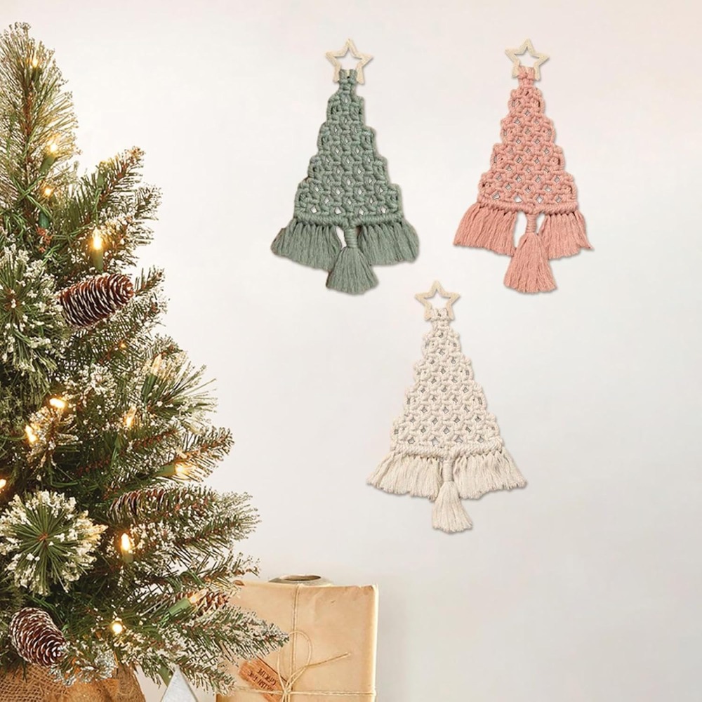 3-teiliges Weihnachtsbaum-DIY- – Macrame Cord Cotton Bewertung und Preis