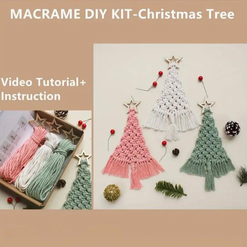 3-teiliges Weihnachtsbaum-DIY- – Macrame Cord Cotton Bewertung und Preis